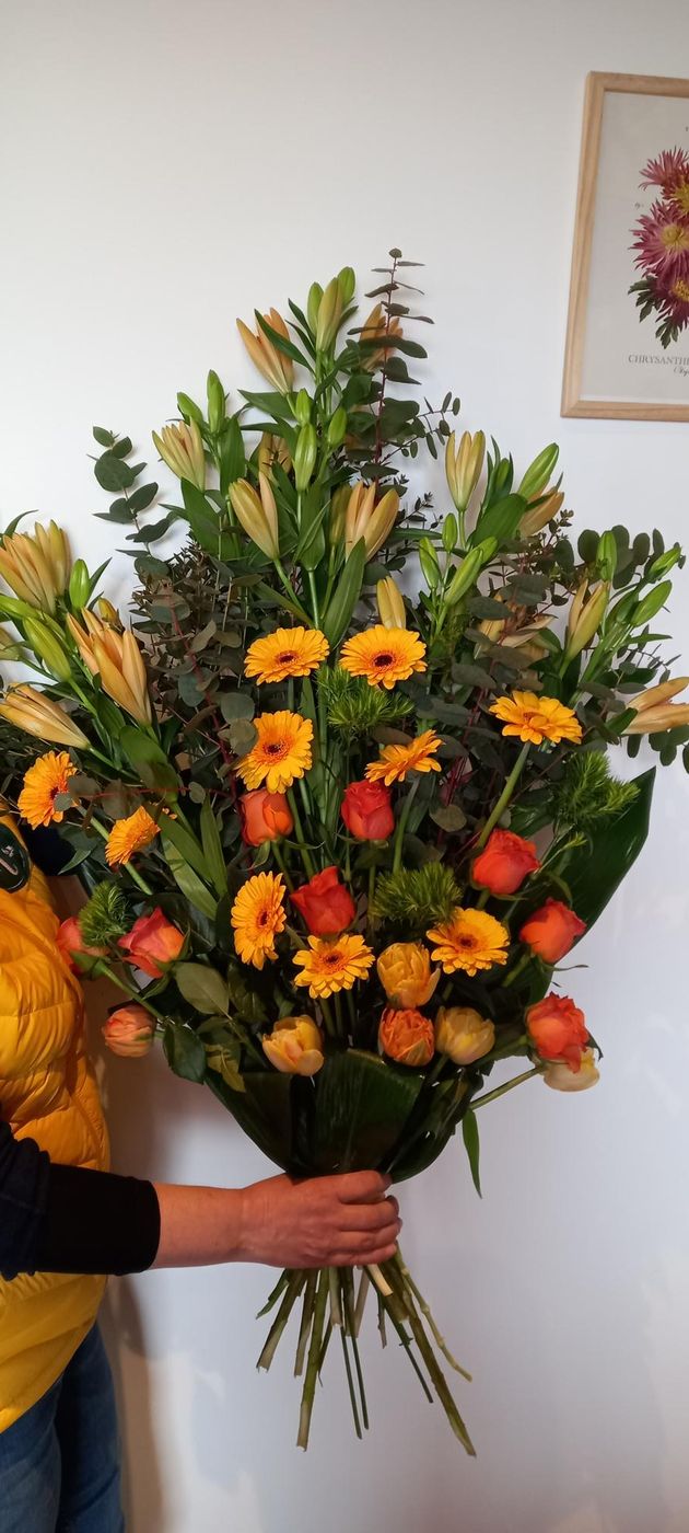 Grand bouquet aux tons orangés
